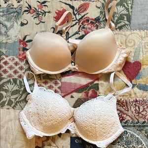 Victoria's Secret Cream and White Lace Bras